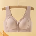 thumbnail image 3 of Grandest Birch 2PCS Women Sports Bra Elastic Shoulder Strap Detachable Chest Pads Front Button Closure Seamless Wireless Good Breathability Shockproof Push-up Yoga Daily Lady Bra,Skin,40E, 3 of 7