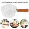 thumbnail image 2 of Glass Milk Pot with Wooden Handle 400Ml Cooking Pot for Salad Noodles Gas Stove Cookware, 2 of 5