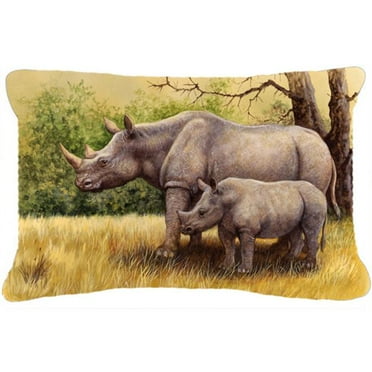 Rhinoceros by Daphne Baxter Fabric Decorative Pillow