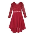 thumbnail image 3 of TiaoBug Kids Girls Lace Chiffon Wedding Bridesmaid Dresses Shiny Rhinestone Flower Girl Proms Ball Gown Burgundy 14, 3 of 7