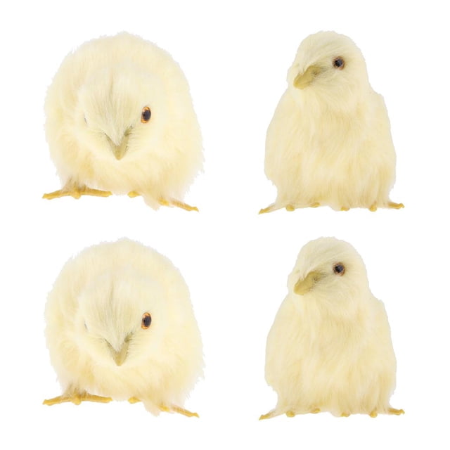 Paquete de 4 Juguetes de Pollo Amarillo de Simulación, Modelo de Enseñanza de Animales de Pollo de Peluche con Sonido, para