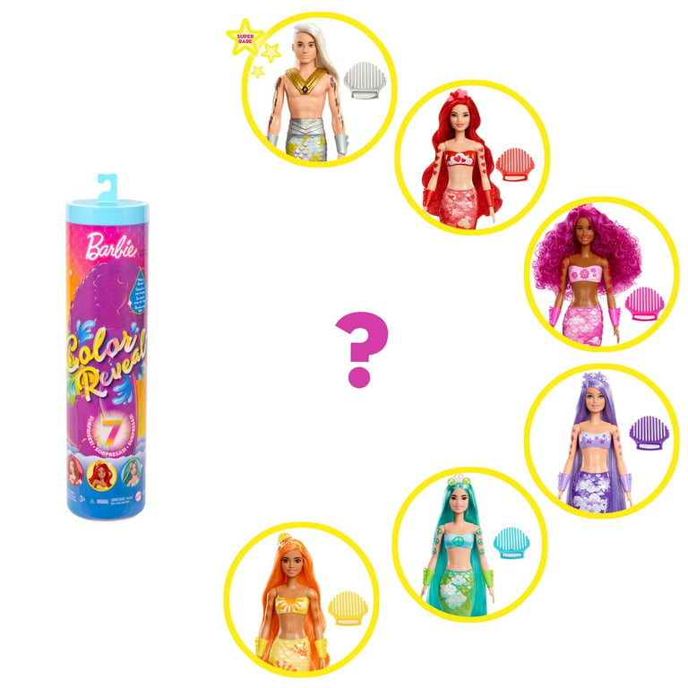 Barbie Color Reveal Mermaid Doll with 7 Surprises (Styles May Vary)