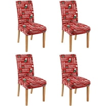 Christmas Chair Covers Set of 4, Christmas Decorations Stretch Removable Washable Dining Room Chair Protector Slipcovers for Xmas Decor Holiday Party Home Decoracion De Navidad (Christmas 3, 4 PCS)