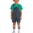 thumbnail image 4 of Boys Girls Denim Overalls Set of 3, Crewneck T-Shirt Denim Bib Short Jumpsuit and Socks Cute Workwear, 4 of 9