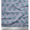 thumbnail image 1 of Soimoi Japan Crepe Satin Fabric Swirl & Peacock Bird Printed Fabric 1 Yard 42 Inch Wide, 1 of 1