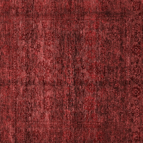 Ahgly Company Indoor Square Abstract Red Modern Area Rugs, 7' Square