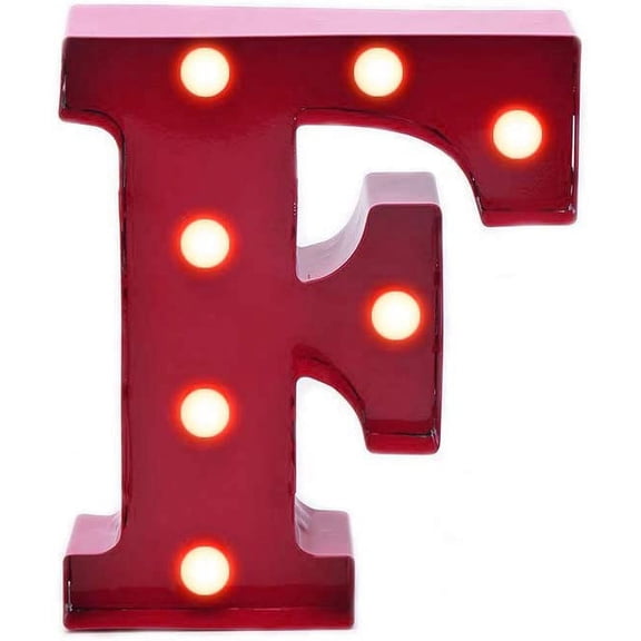 Home by Jackie Inc Decorative Red Vintage Metal Hanging Light up LED Letter “F”