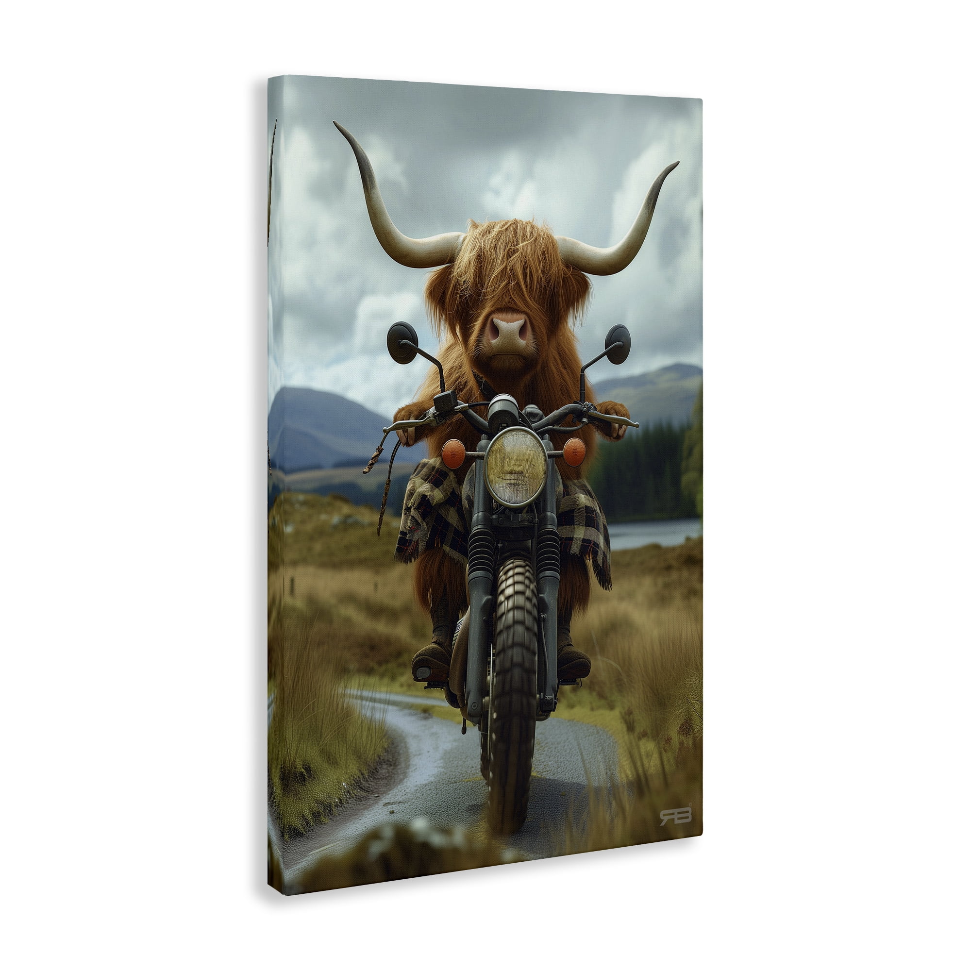 Stupell Industries Motorbike Rural Cattle Animals & Insects Painting Gallery Wrapped Canvas Art Print Wall Art, 24 x 36