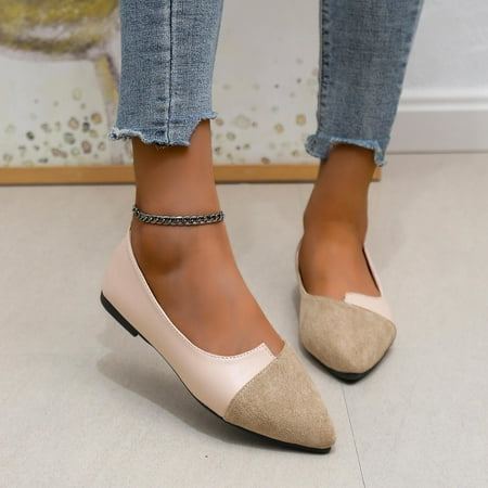 

Homadles Clearance Woman Summer Sandals- Flats Pointed-toe Flats Shoes Beige Size 5.5