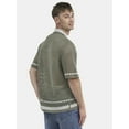thumbnail image 3 of No Boundaries Faux Crochet Button-Up Polo Shirt, Men's and Big Men's, 3 of 5