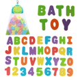 thumbnail image 1 of Organizador de juguetes de baño 36 espuma suave Abc 123 letras y números Alfabeto de baño Juguetes para bebés para aprendizaje temprano Letras de espuma y bolsa de red de almacenamiento de secado ráp, 1 of 5