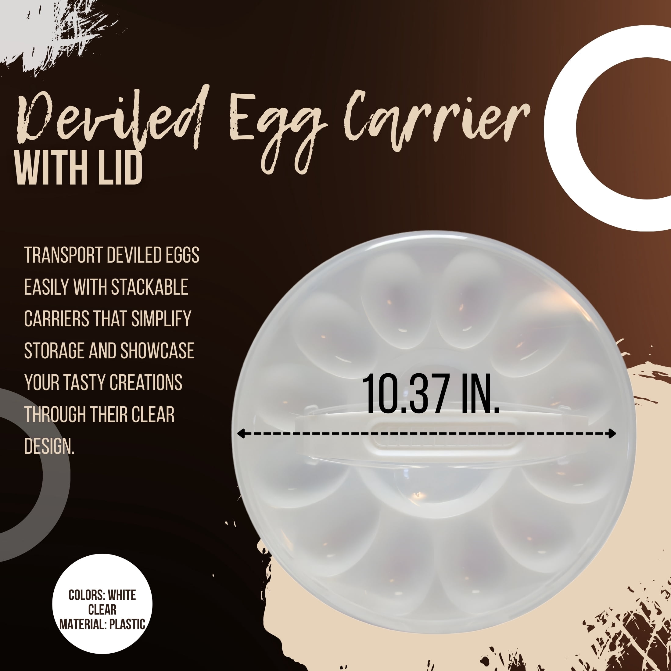 2-Piece Deviled Egg Tray Set, 11.9 in Clear Egg Platter Holds 15 Eggs & 10.37 in Deviled Egg Carrier with Lid Holds 12 Eggs, BPA-Free Plastic Party Serving Picnic Transport Food Trays