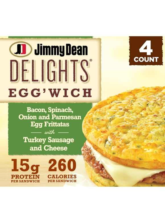 Jimmy Dean Delights Egg'wich Parmesan Egg Frittatas Turkey Sausage and Cheese, 4 Count (Frozen)