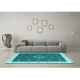 thumbnail image 3 of Ahgly Company Indoor Square Abstract Turquoise Blue Contemporary Area Rugs, 3' Square, 3 of 4