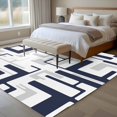 thumbnail image 5 of Navy Gray Geometric Stripes Washable Living Room Rugs 6'x9', Modern Abstract Lines Maze Low Pile Throw Large Area Rug Non-Slip Sturdy Edge Binding Carpet for Dining Room Kitchen Office, 5 of 9