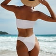 thumbnail image 5 of Women 2 Piece Bandeau Swimsuits Ribbed Strapless Bandeau Bikini Set High Cut Bathing Suits, 5 of 6