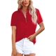 thumbnail image 3 of Camisas con botones para mujer, cuello en V, satén, casual, manga larga/corta, blusas lisas, blusas de trabajo de oficina con bolsillo, 3 of 5