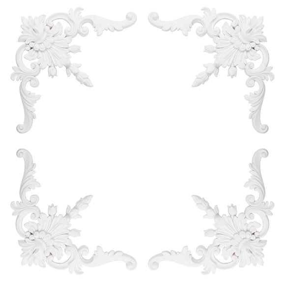 4Pcs Corner Wall Molding French Style Wainscoting Panels Flora Moulding Corner Panel Wall Molding Kit for Cabinet Picture Frames Decor(Style 1)
