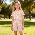 thumbnail image 6 of YHAJDS Girl 2 Piece Lounge Set Mini Print Short Sleeve Round Neck Tee Pullover Shorts Home Set, 6 of 9