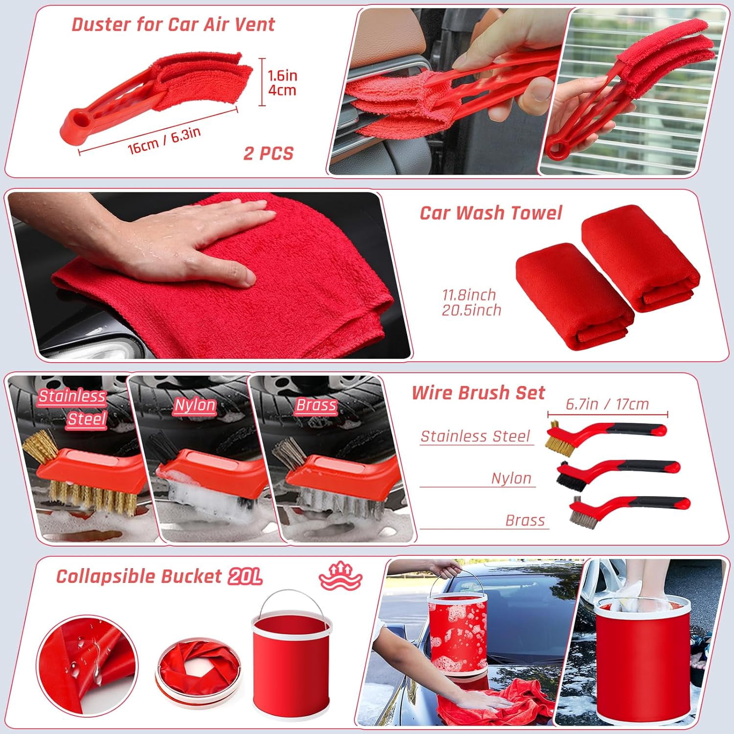 55PCS Car Detailing Kit Interior Cleaner with High Power Handheld Vacuum, Car Detailing Brush Set, Car Cleaning Kit, Drill Brush Set, Car Cleaning Tools Brushes for Interior, Exterior, Wheels