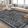 thumbnail image 2 of Haperlare Washable Living Room Area Rugs Vintage Floral Moroccan Rugs Non Slip Low Pile Soft Rugs for Bedroom Family Room, 9'x12' Grey Throw Carpet, 2 of 7