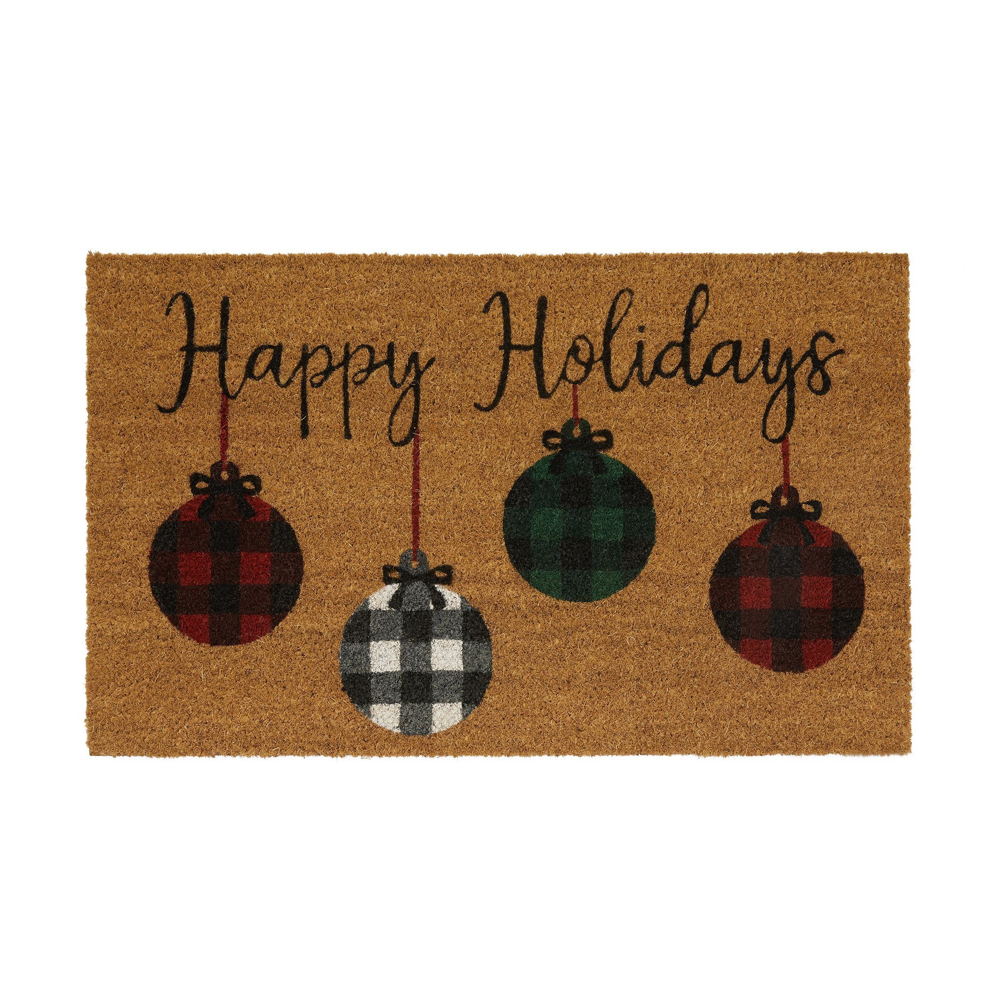 Farmhouse Living Holiday Rustic Ornaments Coir Doormat