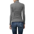 thumbnail image 3 of J. METHOD Women's Light Weight Basic Long Sleeve Turtleneck Knit Ribbed Shirt Sweater Mock Neck Top NEWT88 HGrey S, 3 of 6