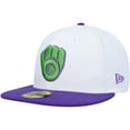 thumbnail image 3 of Men's New Era White Milwaukee Brewers 50th Anniversary Side Patch 59FIFTY Fitted Hat, 3 of 5