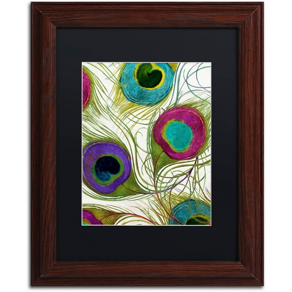 Trademark Fine Art "Peacock Feathers I" Canvas Art by Color Bakery Black Matte, Wood Frame