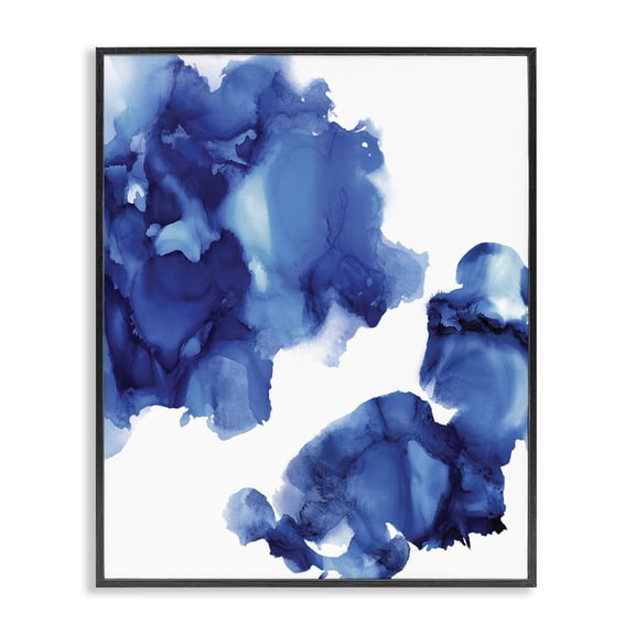 Stupell Industries Modern Blue Ink Blot Abstraction Over White Black Framed Giclee Art, 11 x 14, by Lauren Mitchell