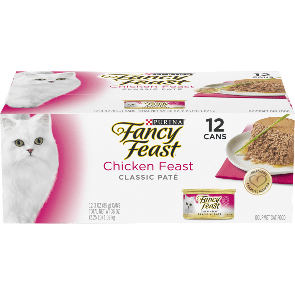 (12 Pack) Fancy Feast Grain Free Pate Wet Cat Food, Chicken Feast, 3 oz