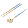 thumbnail image 1 of Stainless Steel Flatware Set, Wide Applications Easy To Clean Travel Utensils Set Portable Oxidation Resistance  For Hotels For Schools Pink Gold,Blue Gold,Green Gold,Dark Blue, 1 of 8