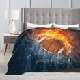 thumbnail image 4 of Yibo Football with Ice and Fire Blanket Flannel Fleece Gifts for Bed Couch Sofa Chair, 4 of 6