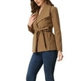 thumbnail image 3 of INSPIRE CHIC Women's Coats Shawl Lapel Collar Button Belted Winter Jackets with Pockets XL Brown, 3 of 5