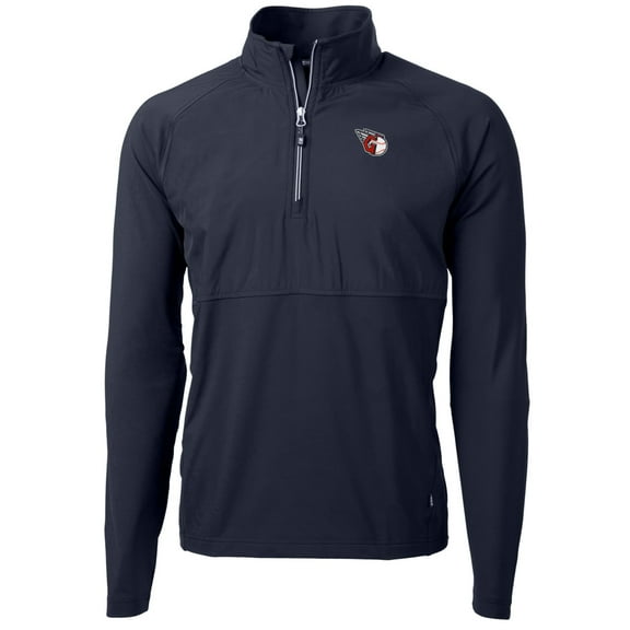 Men's Cutter & Buck Navy Cleveland Guardians Adapt Eco Knit Hybrid Recycled Quarter-Zip Pullover Jacket