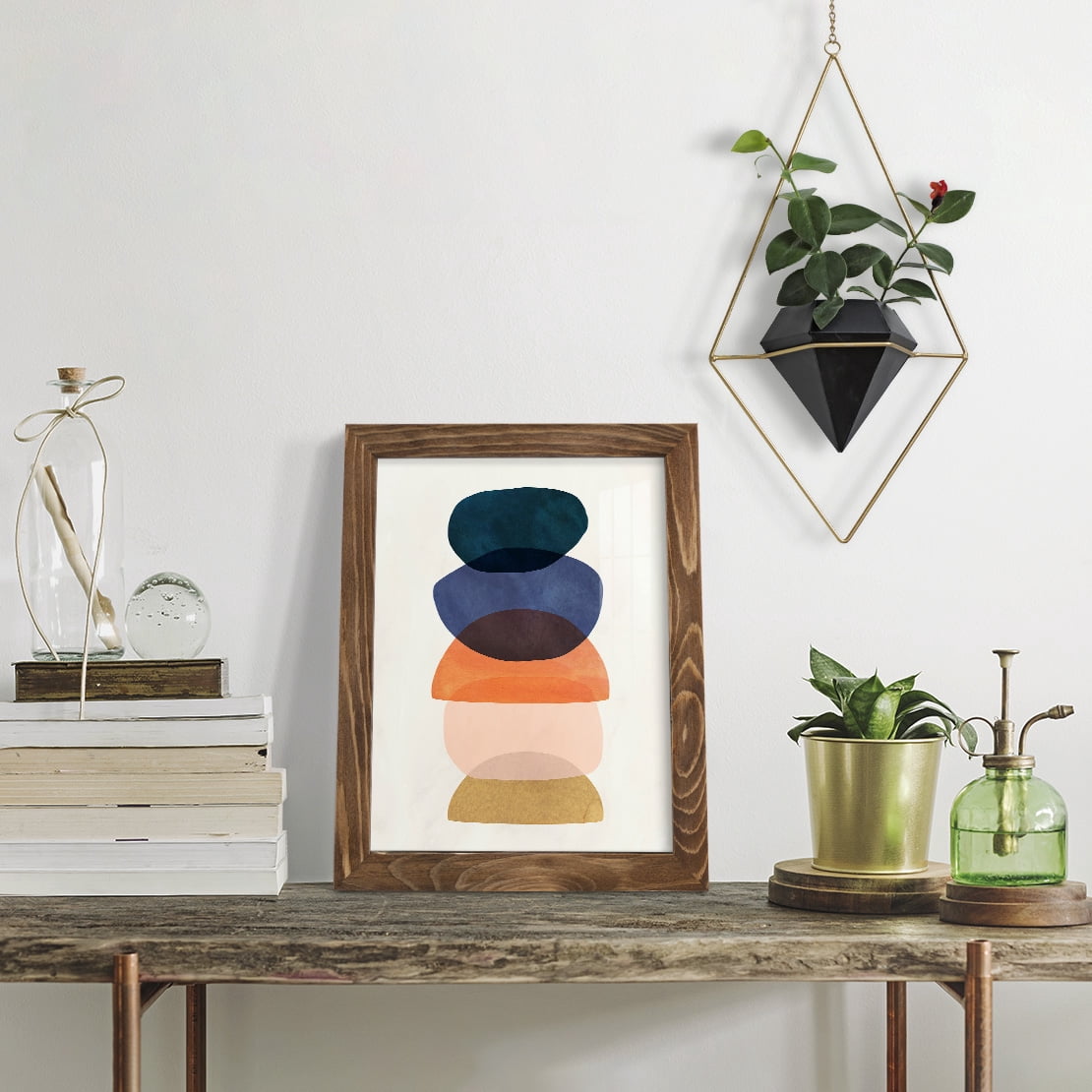 Mod Pods I -Framed Print w/glass-Walnut