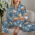 thumbnail image 4 of Goofa Surf Shark Printed Women’s 2 Piece Pajama Set Super,Pajamas Women's Long Sleeve Sleepwear Soft Button Down Loungewear Pjs Lounge Set Nightwear-Medium, 4 of 9