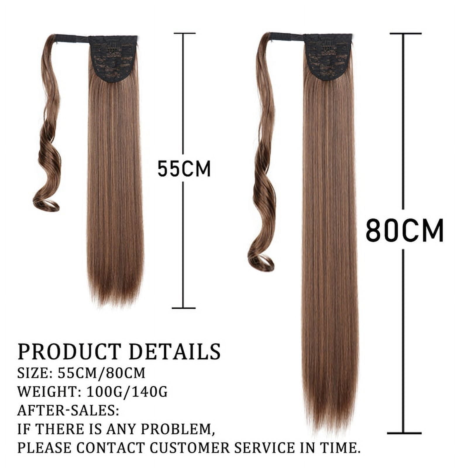 32inches Synthetic Ponytail Hair Extension Clip in Fake Wig Hairpiece Blonde Wrap Around Pigtail Long Smooth Overhead Pony Tail