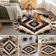 thumbnail image 6 of 4ft Washable Round Rug, Abstract Ethnic Style Art Non-Slip Circle Area Rug for Living Room Bedroom, Retro Brown Green Weaving Pattern Indoor Floor Mat for Home Decor, 6 of 9
