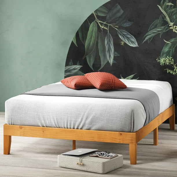 ZINUS Alexia Wood Platform Bed Frame Solid Wood Foundation No Box Spring Needed Wood Slat Support Easy Assembly Rustic Pine King