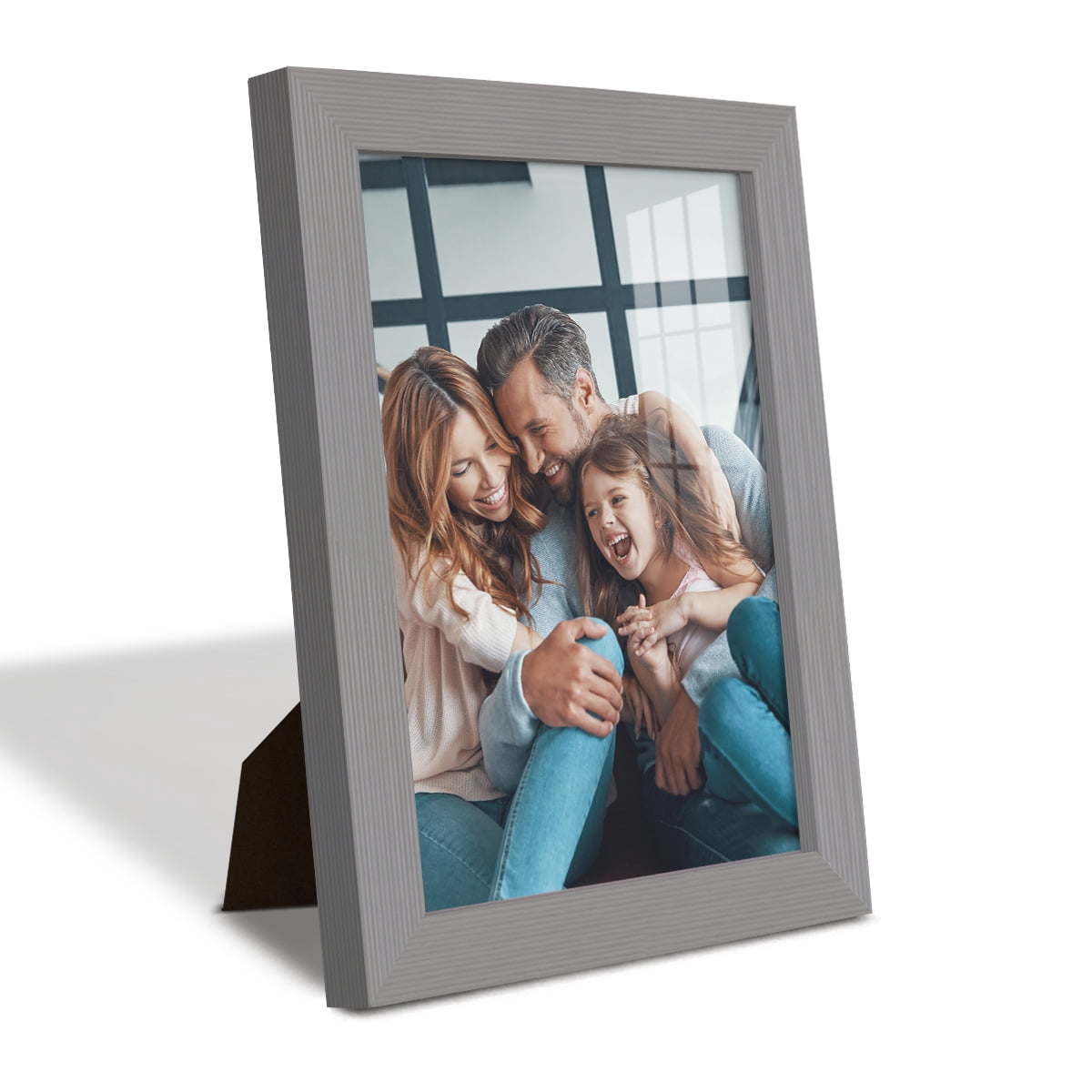 Grooved 6 in. x 8 in. Grey Picture Frame Set (Set of 4)