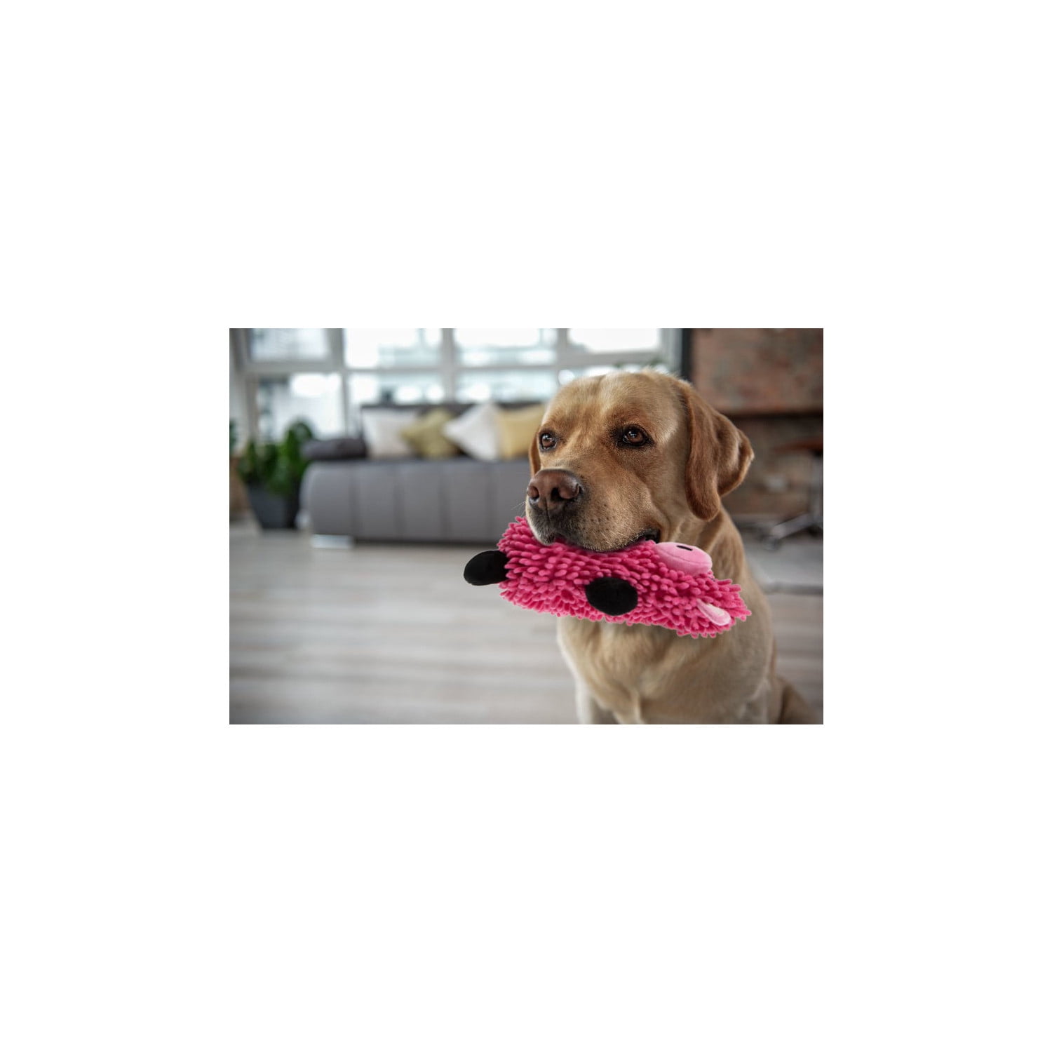 goDog Mopz Pig Squeaky Plush Dog Toy with Chew Guard Technology, Durable Fabric & Squeaker for Active Play, Large