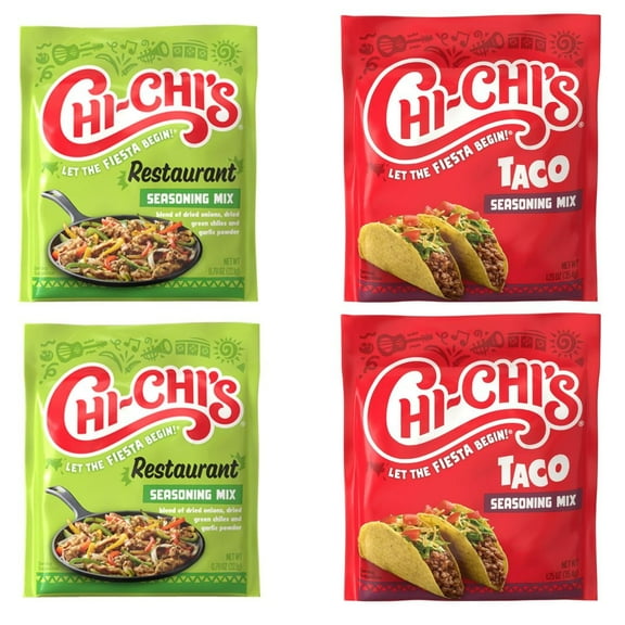 Chi-Chi's Seasoning Variety Pack ā 2 Taco Seasoning Mix (1.25 oz) & 2 Restaurante Seasoning Mix (0.78 oz)