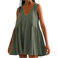 thumbnail image 2 of Gspmoly Robes d'Été, Mode Femmes Été Décontracté Uni Col en V Sans Manches Robe Mini Robes Formelles pour Femmes Liquidation, 2 of 6