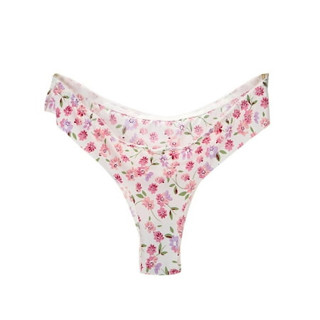 

Qcmgmg Women s Low Waist Ice silk Panties Seamless Bikini Breathable Thong Underwear for Women