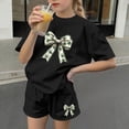 thumbnail image 7 of Yeaiivve Girls Athletic Sets Cute Graphic Short Sleeve Tops and Yoga Shorts Workout Running Gym Summer Outfits for 4-15 Years, 7 of 7