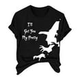 thumbnail image 4 of HCURIBAD T Shirts for Women, Graphic Tees Women's Halloween Witch Print Crew Neck T Shirt, Funny T-shirts, Womens Casual Tops, Sale Black L, 4 of 4