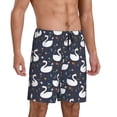 thumbnail image 2 of Kdxio Swan And Flowers1 Print Mens Sleep Shorts Bottoms Soft Comfy Pajama Wear Pants with Drawstring Pockets, 2 of 5
