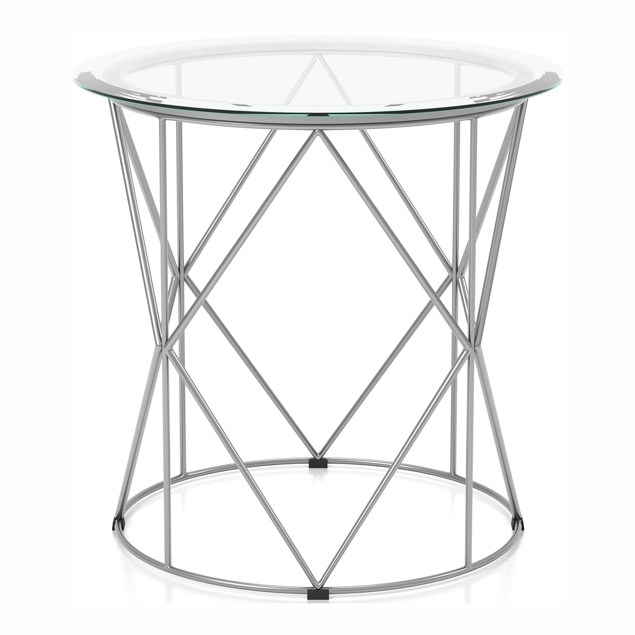 Furniture of America Prowe Glass Top End Table, Chrome