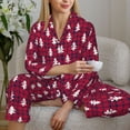 thumbnail image 6 of Pofeuu white Tree red plaid Print Womens Pajamas Set Long Sleeve Sleepwear Button Down Nightwear Soft Pj Lounge Sets Button Down Pajamas Women-Large, 6 of 7